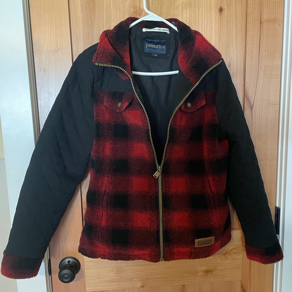 Womens Red and Black Plaid Pendleton Jacket